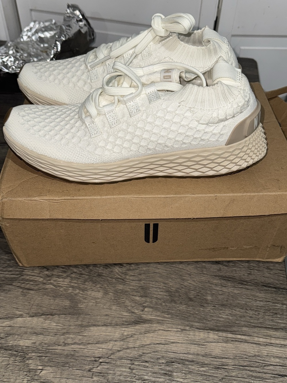 NOBULL Cream White Knit Sneakers - Picture 2 of 4